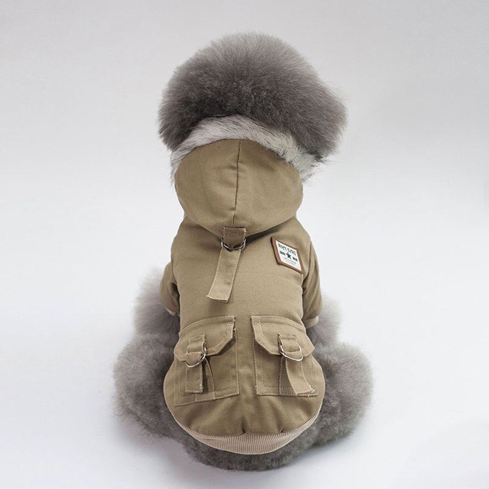 Warm Military Style Dog Jacket | Winter Windproof Coat for Small Dogs & Cats
