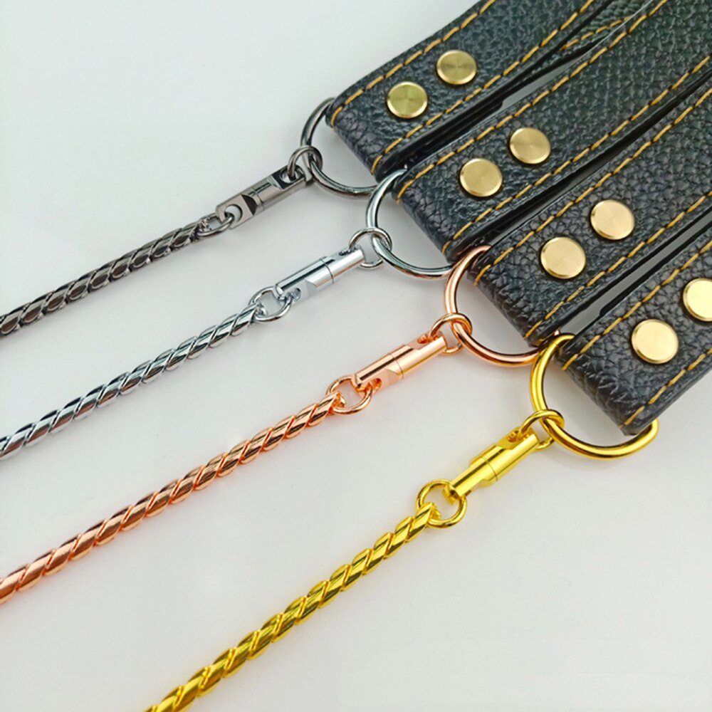 304 Stainless Steel Dog Slip Chain Collar & Leash | Integrated Training Leash with Durable Leather Handle, Multiple Colours