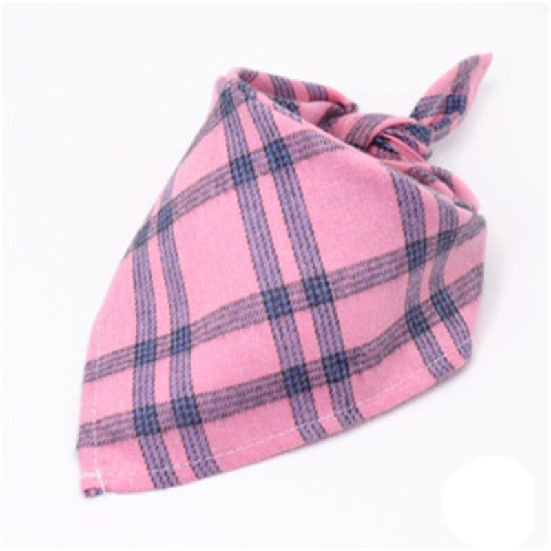 Plaid Pet Bandana Cotton Handkerchief | Soft and Comfortable Triangular Bandanas for Dogs and Cats