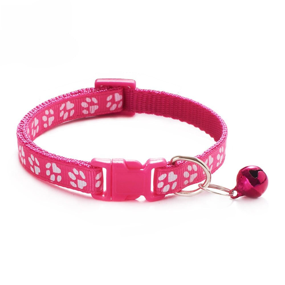 Adjustable Cat Collar with Bell | Colourful Footprint Design for Cats & Small Dogs