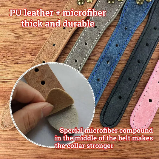 Spiked Dog Collar with Mushroom Rivets