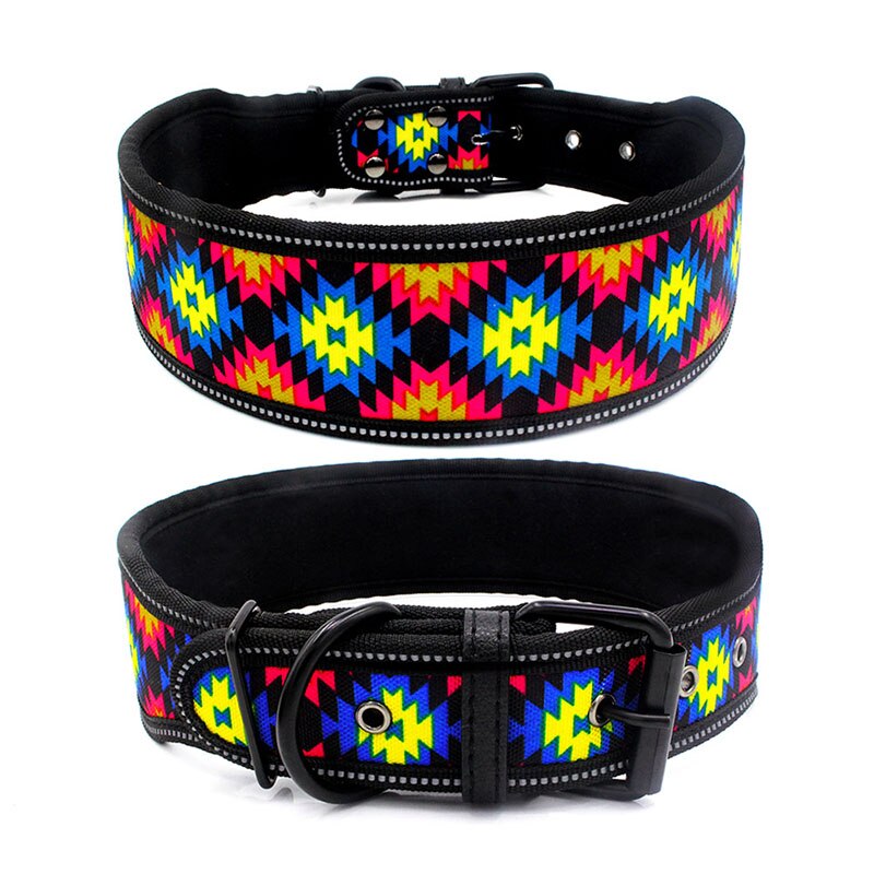 Reflective Soft Padded Adjustable Dog Collar | Wide Buckle Pet Collar for Medium to Large Dogs