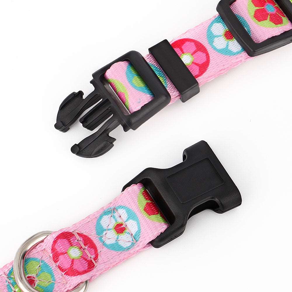 Adjustable Puppy Dog Collar and Leash Set with Cute Printed Design for Dogs and Cats | Walking Lead and Collar Combo