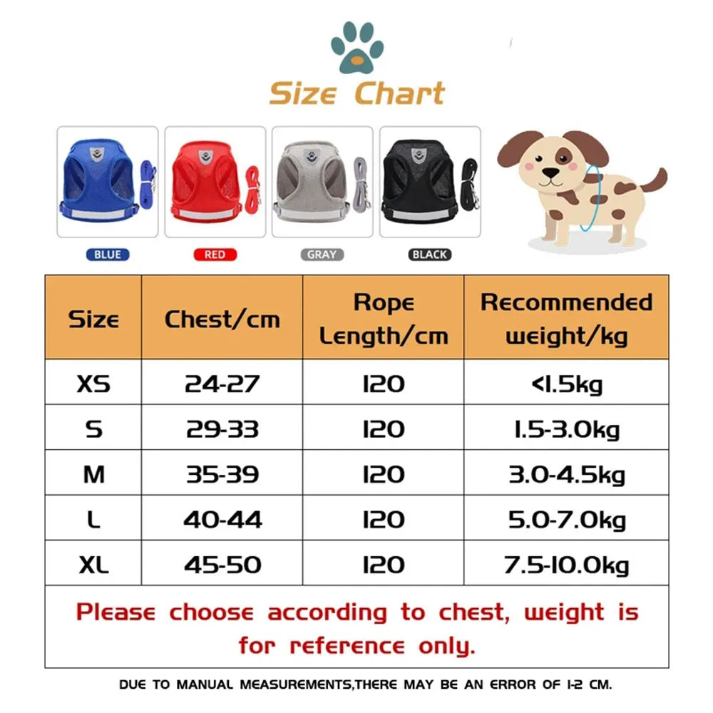 Adjustable Reflective Cat Harness and Leash Set | Escape-Proof Breathable Vest for Cats and Small Dogs