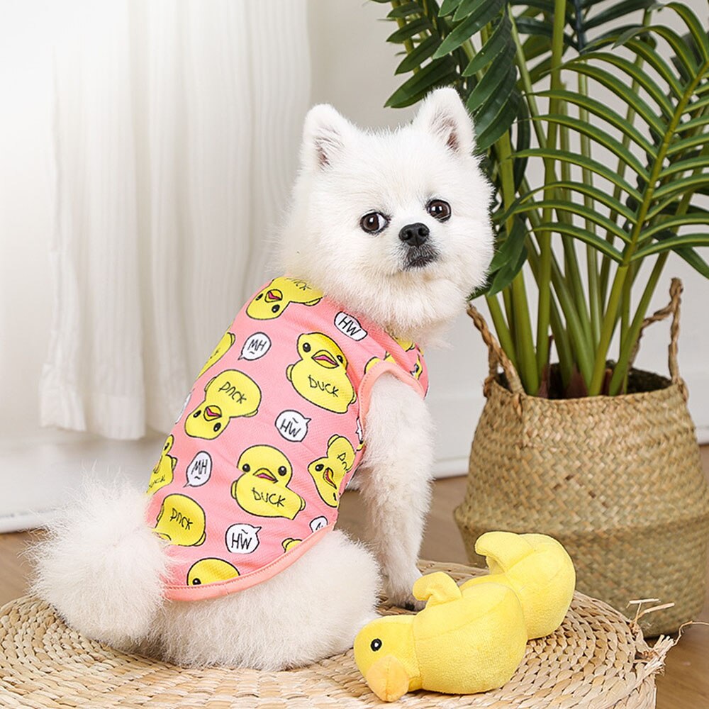 Breathable Yellow Duck Dog Vest | Cute Summer Pet T-Shirt Tank Top for Small Dogs
