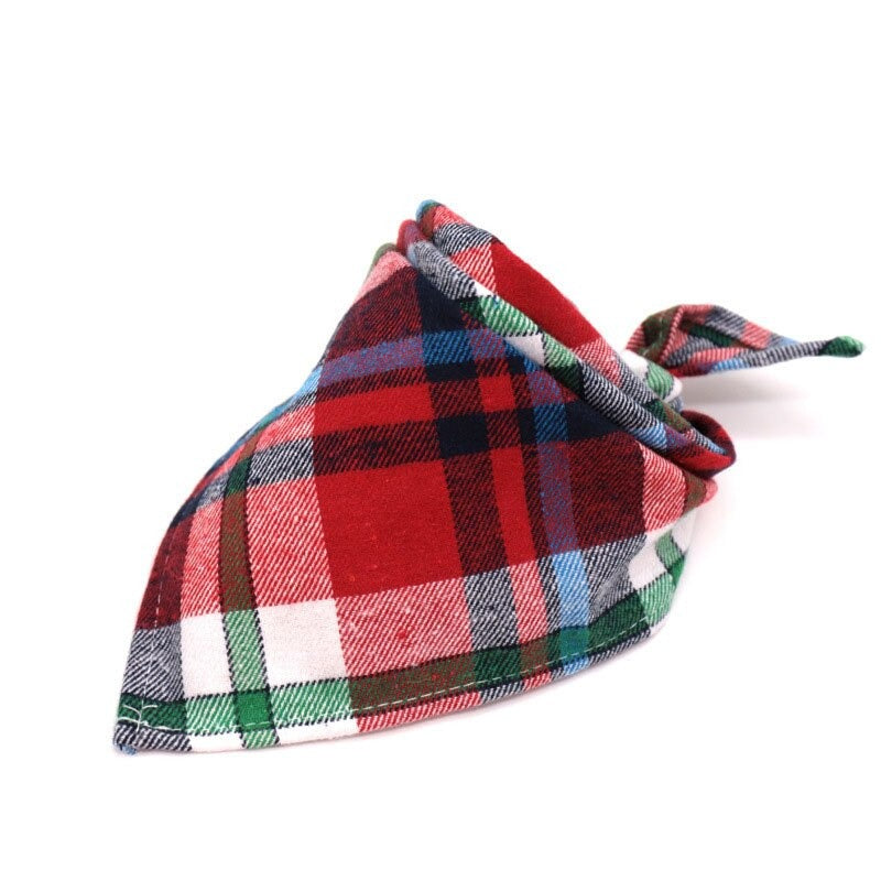 Plaid Pet Bandana Cotton Handkerchief | Soft and Comfortable Triangular Bandanas for Dogs and Cats