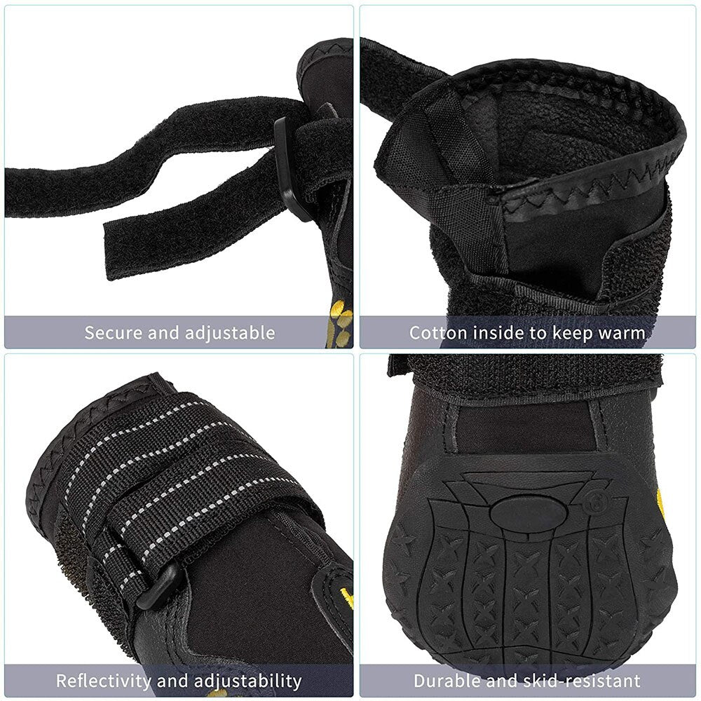 Reflective Waterproof Dog Boots Set | Anti-Slip Snow & Rain Pet Footwear for Medium & Large Dogs