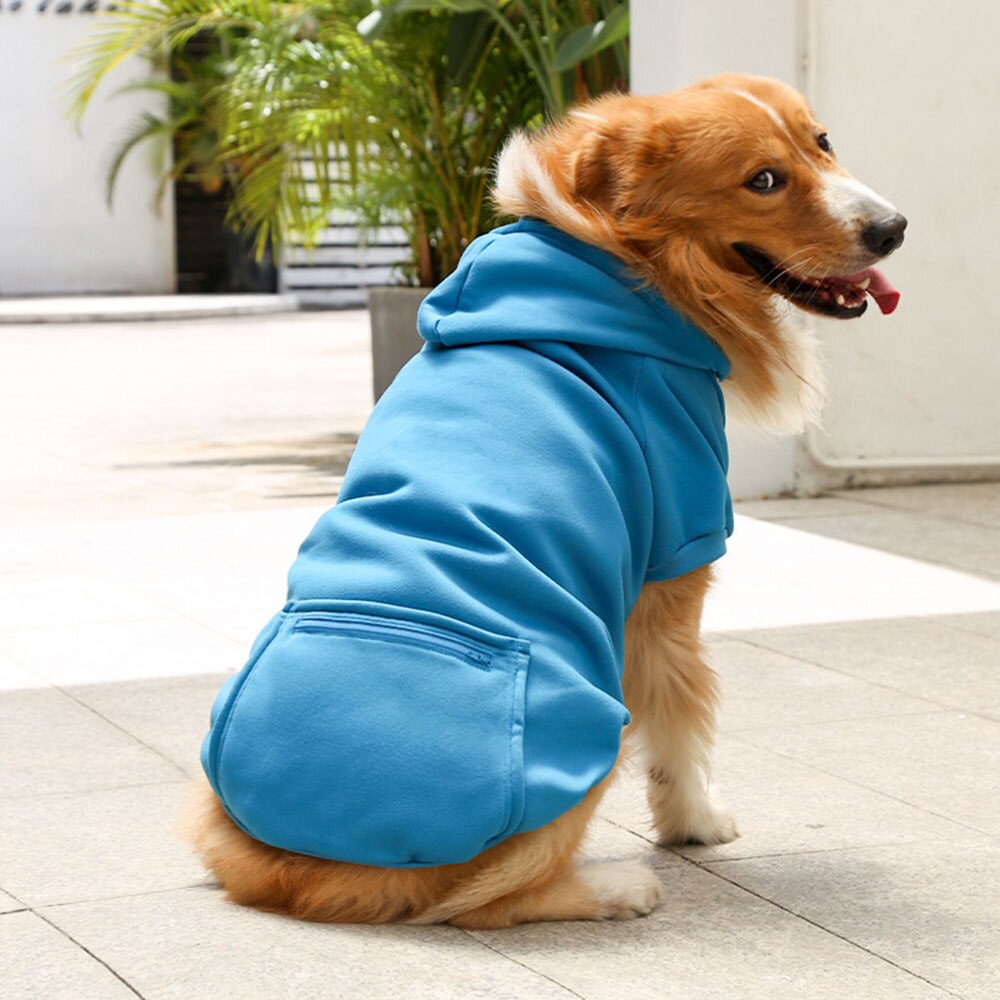 Warm Winter Dog Hoodie | Soft Fleece Coat with Snacks Pocket for Large Breeds