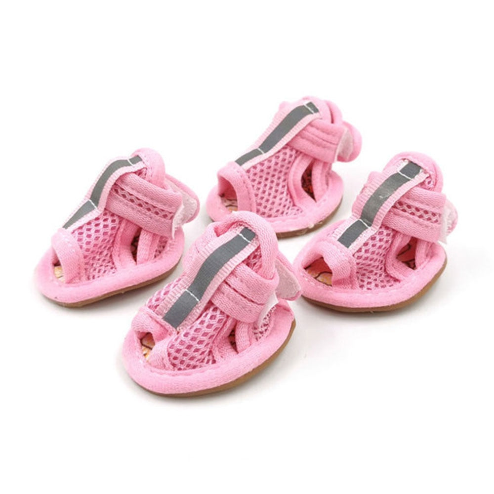 Breathable Summer Dog Shoes | Small Size Sandals with Reflective Anti-Slip Soles for Safety