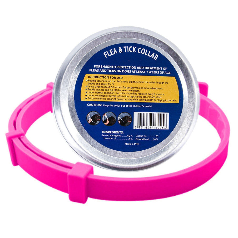 8-Month Protection Anti-Flea & Tick Collar for Cats and Dogs | Adjustable & Water-Resistant, Multiple Colours