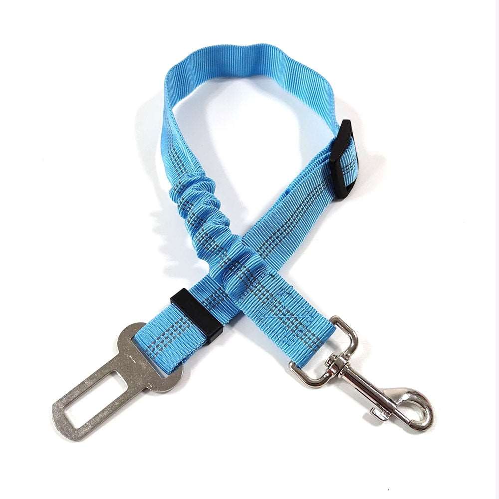 Adjustable Dog Car Seat Belt Harness | Durable Nylon, Reflective, Bungee Fabric Tether | Pet Car Travel Safety