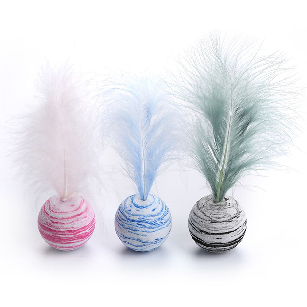 Interactive Cat Feather Ball Toy | Playful Foam Star Ball with Feather for Kittens and Puppies | Perfect for Throwing and Chasing