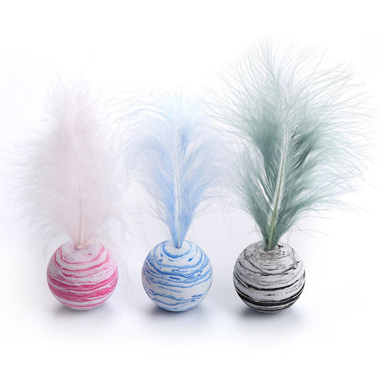 Interactive Cat Feather Ball Toy | Playful Foam Star Ball with Feather for Kittens and Puppies | Perfect for Throwing and Chasing