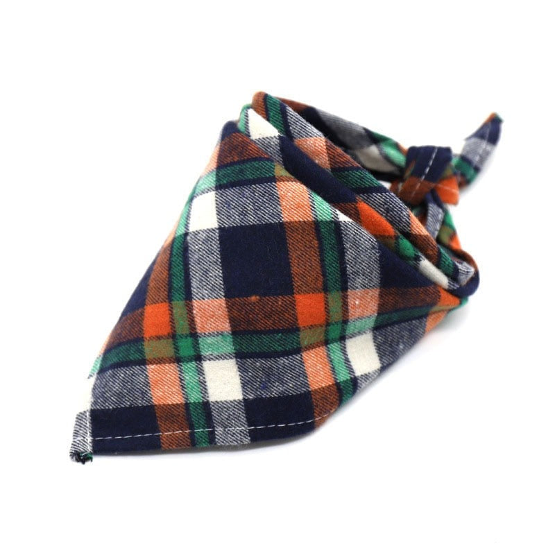 Plaid Pet Bandana Cotton Handkerchief | Soft and Comfortable Triangular Bandanas for Dogs and Cats