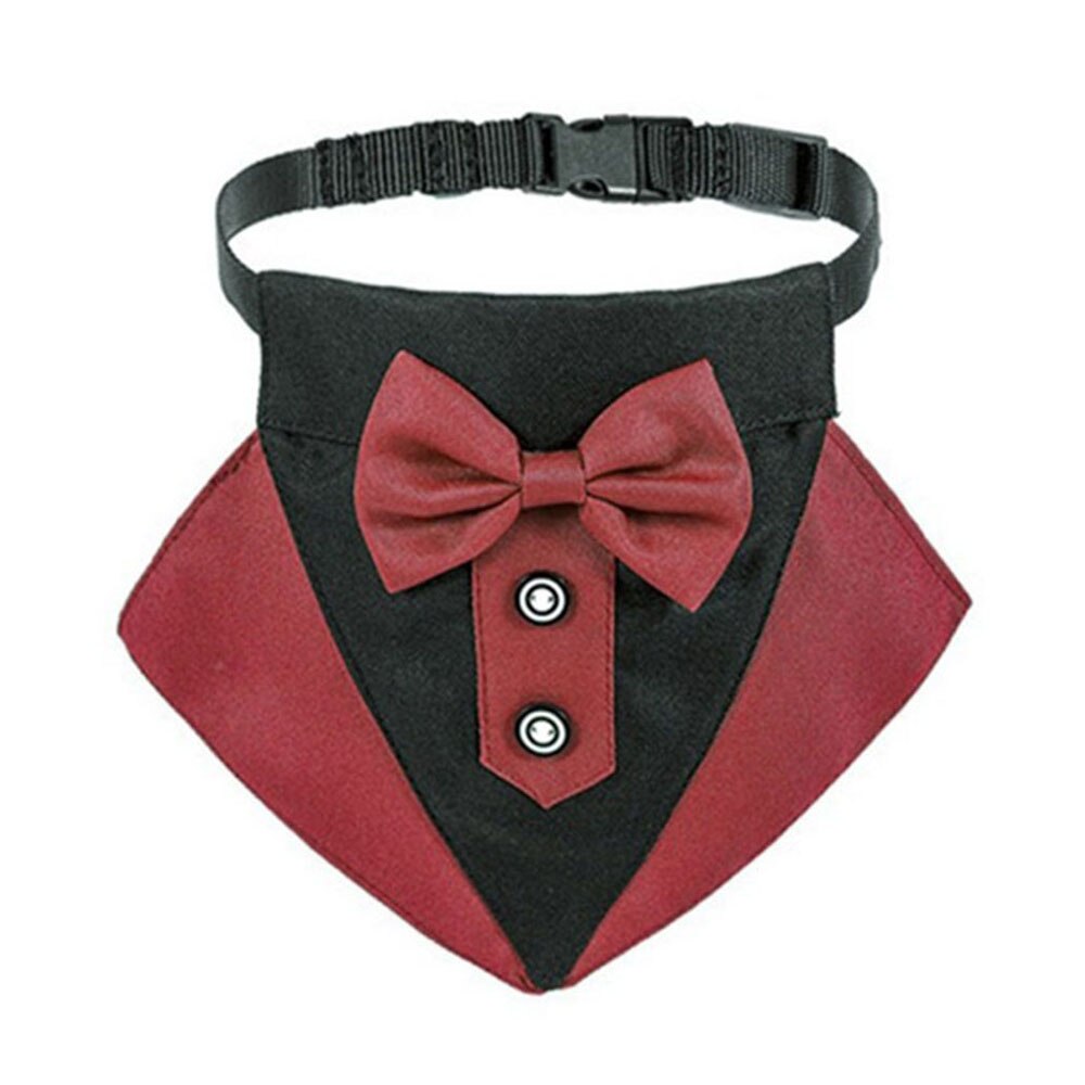 Elegant Tuxedo Dog Bandana Collar | Adjustable Bow Tie Suit for Weddings and Special Occasions