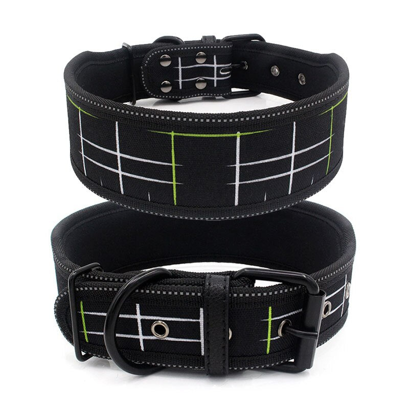 Reflective Soft Padded Adjustable Dog Collar | Wide Buckle Pet Collar for Medium to Large Dogs