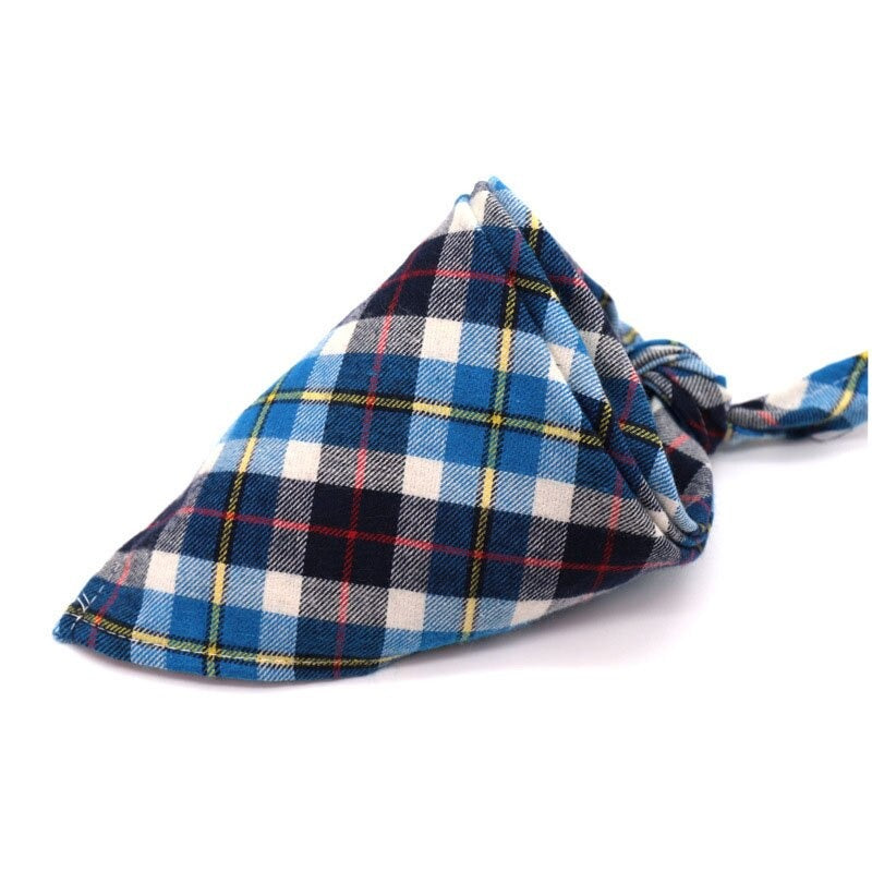 Plaid Pet Bandana Cotton Handkerchief | Soft and Comfortable Triangular Bandanas for Dogs and Cats