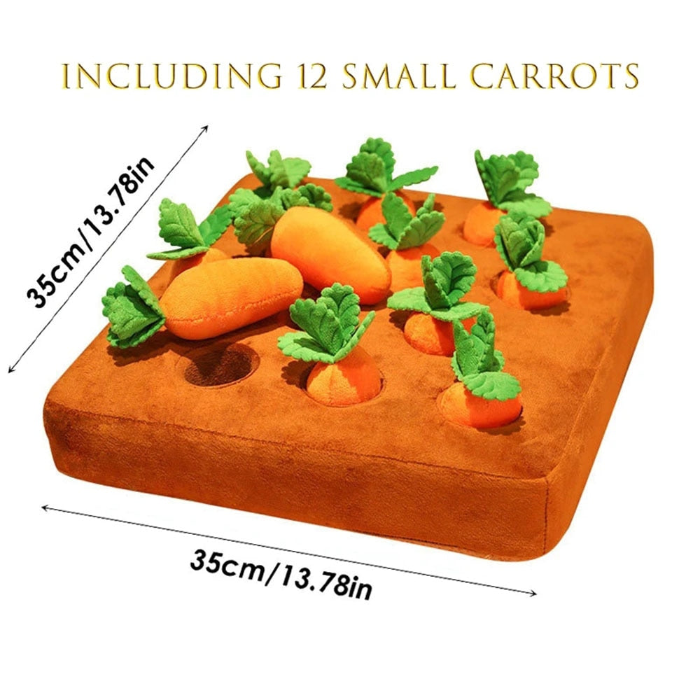 Interactive Dog Toys Carrot Snuffle Mat | Stress Relief Puzzle Toy for Dogs with 4 or 12 Chewable Carrots | Ideal for Mental Stimulation and Nosework