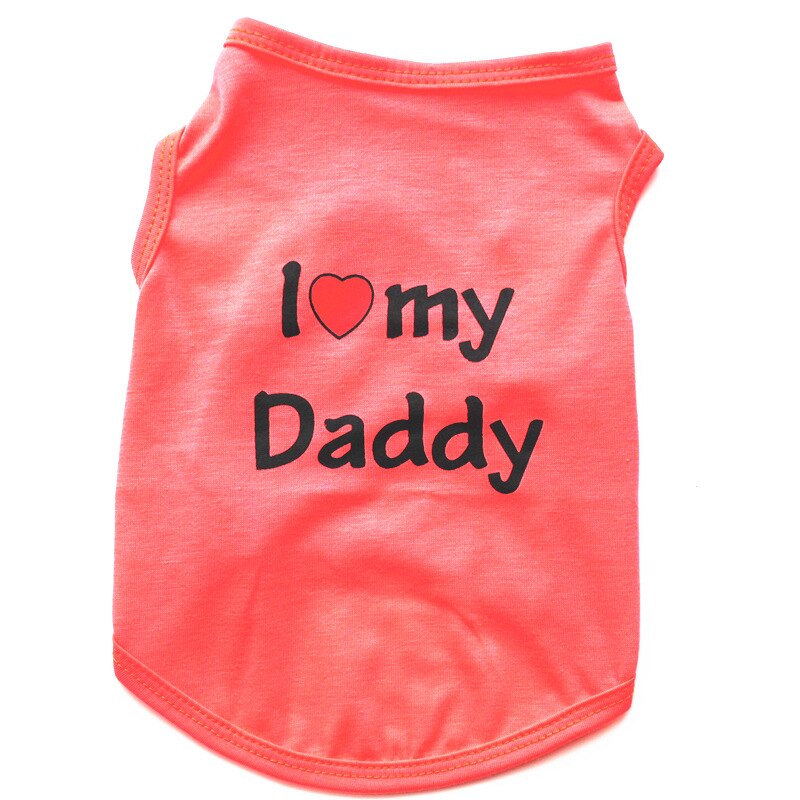 Soft Cotton Dog T-shirt | Classic "I Love My Daddy/Mommy" Print for Small Dogs & Cats | Comfortable Puppy Vest