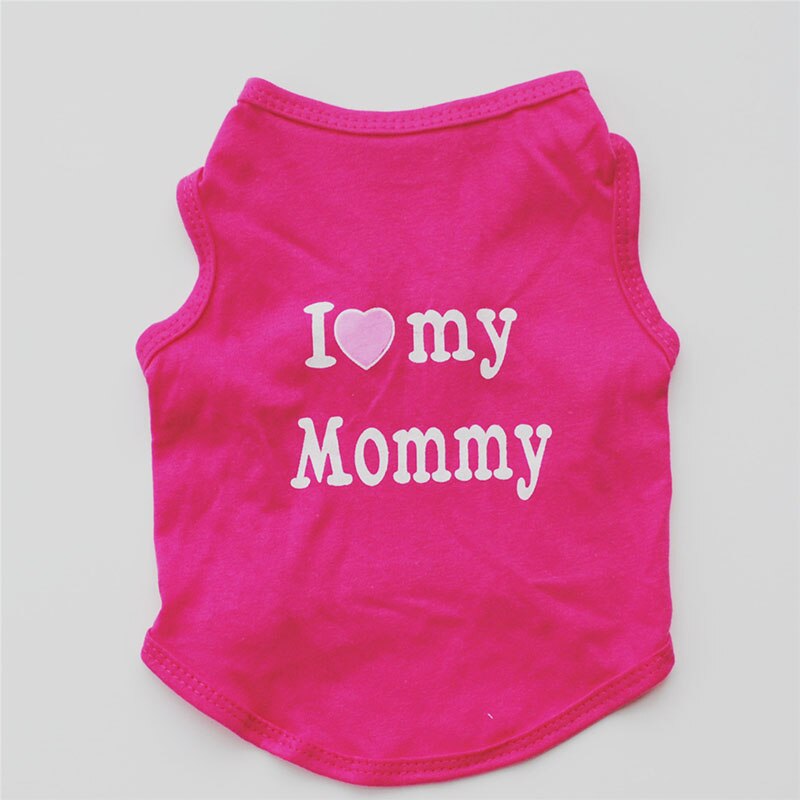 Soft Cotton Dog T-shirt | Classic "I Love My Daddy/Mommy" Print for Small Dogs & Cats | Comfortable Puppy Vest