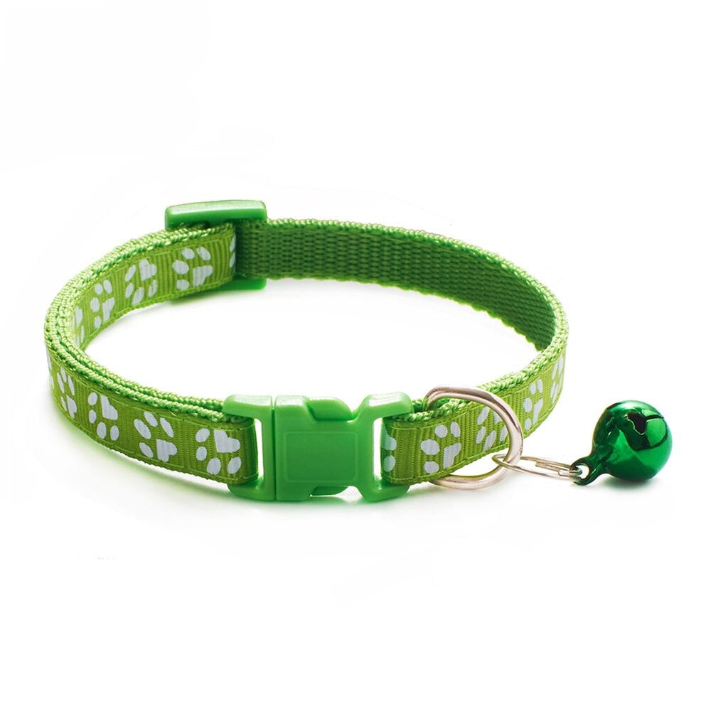 Adjustable Cat Collar with Bell | Colourful Footprint Design for Cats & Small Dogs