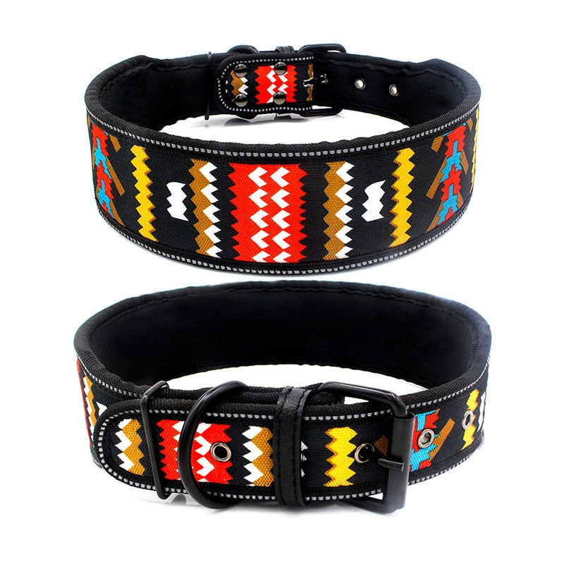 Reflective Soft Padded Adjustable Dog Collar | Wide Buckle Pet Collar for Medium to Large Dogs