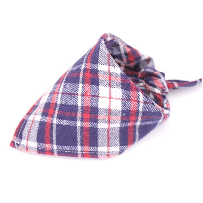 Plaid Pet Bandana Cotton Handkerchief | Soft and Comfortable Triangular Bandanas for Dogs and Cats