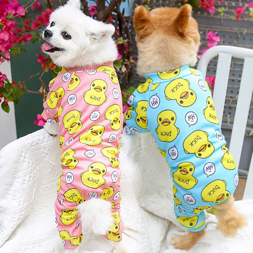 Cute Duck Printed Pet Jumpsuit | Comfortable Pajamas Bodysuit for Small Dogs and Cats