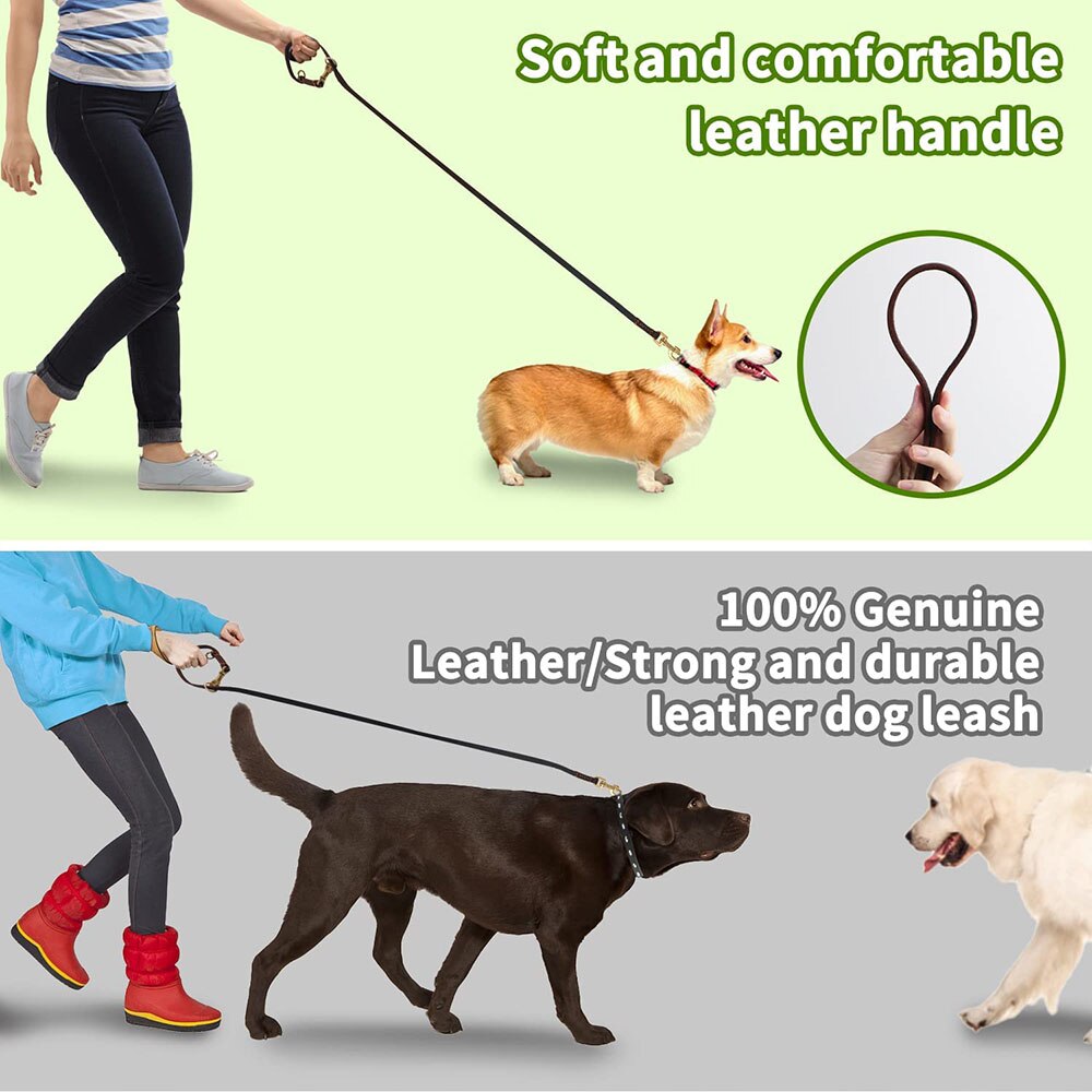Multi-Functional Leather Dog Leash | Adjustable Hands-Free & Crossbody Pet Leash for Walking & Training