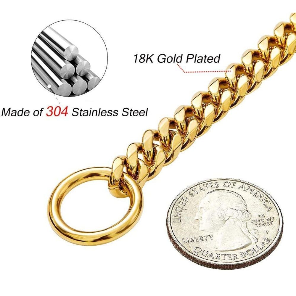 Luxury Dog Collar Chain | Heavy-Duty Stainless Steel Martingale Slip Chain for Large Dogs