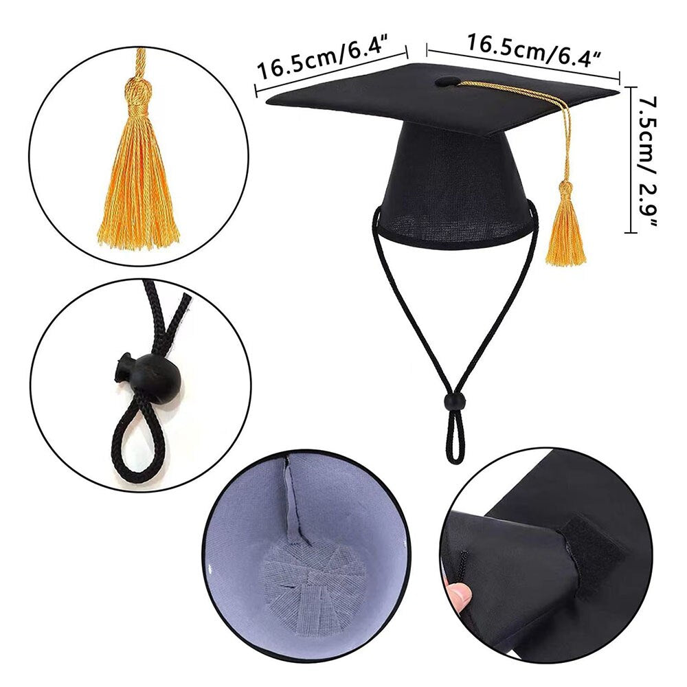 Pet Graduation Cap Costume Hat | Celebratory Tassel Cap for Dogs and Cats Holiday Party Accessories