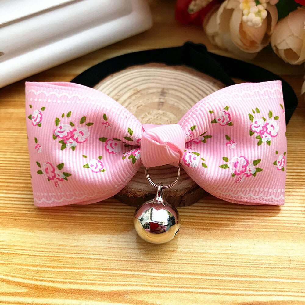 Cat Accessories | Bow Tie Collar with Bell | Breakaway Bowtie for Kitten & Small Dog | Pet Grooming Products
