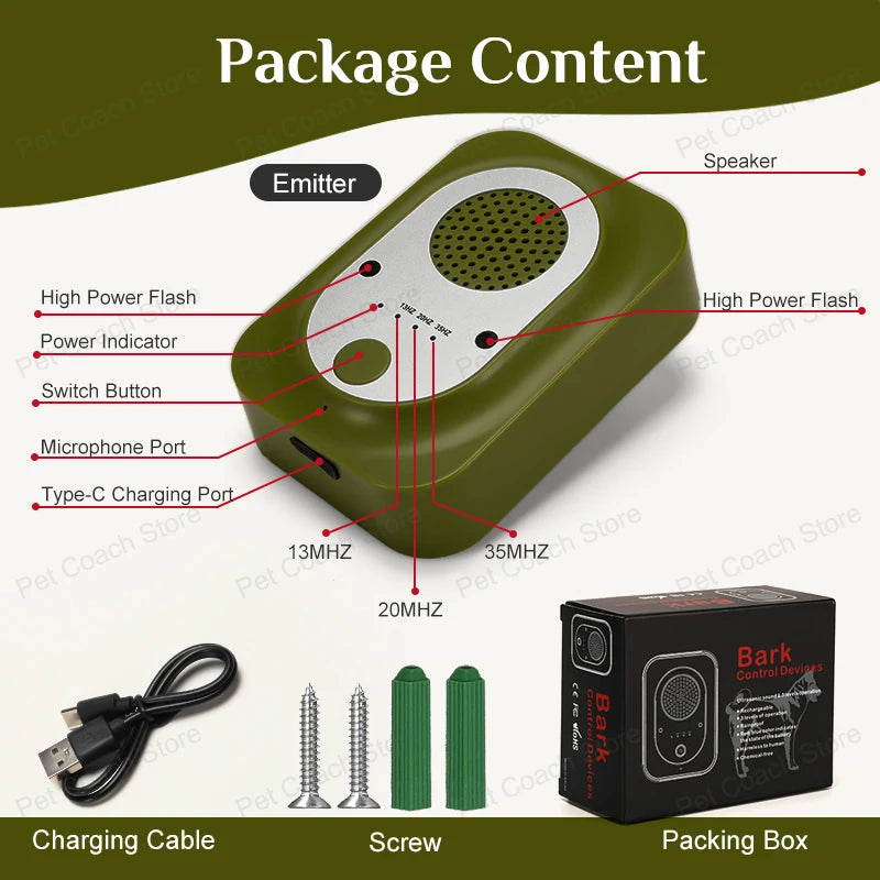Ultrasonic Anti Barking Dog Deterrent Device | Waterproof, Automatic Dog Bark Control for Indoor & Outdoor Use, Ultrasonic Bark Stopper