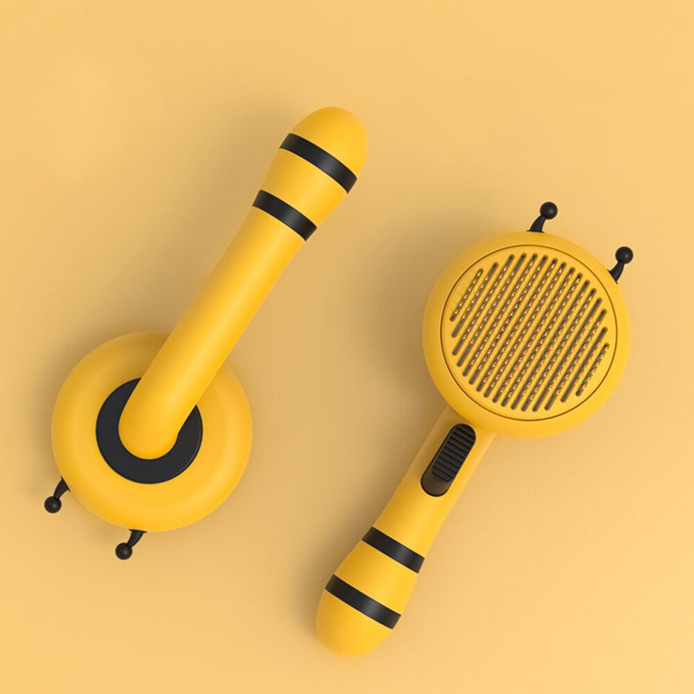 Bee Shape Pet Grooming Brush | Self-Cleaning Slicker for Cats & Dogs Removes Tangled Hair & Massages