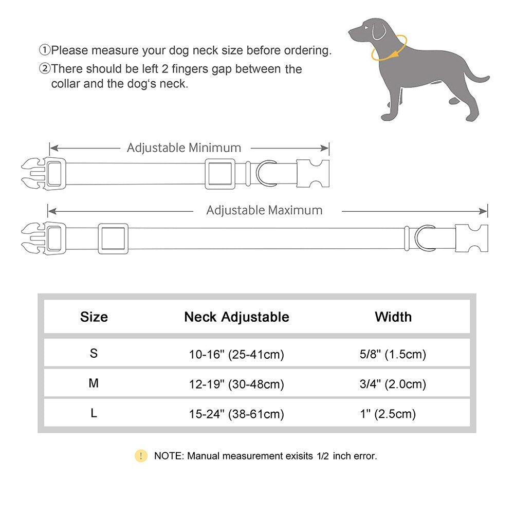 Cute Nylon Dog Collar Colourful Print Pet Collars | Fashion Printed Style Puppy Collar for Small & Medium Dogs