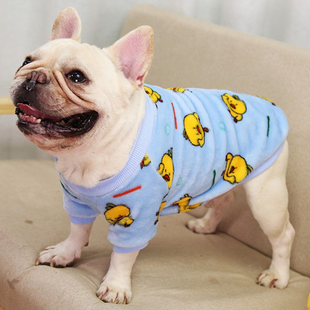 Warm Coral Fleece Dog Hoodie | Soft Winter Pet Sweater with Cute Print for Small Dogs and Cats