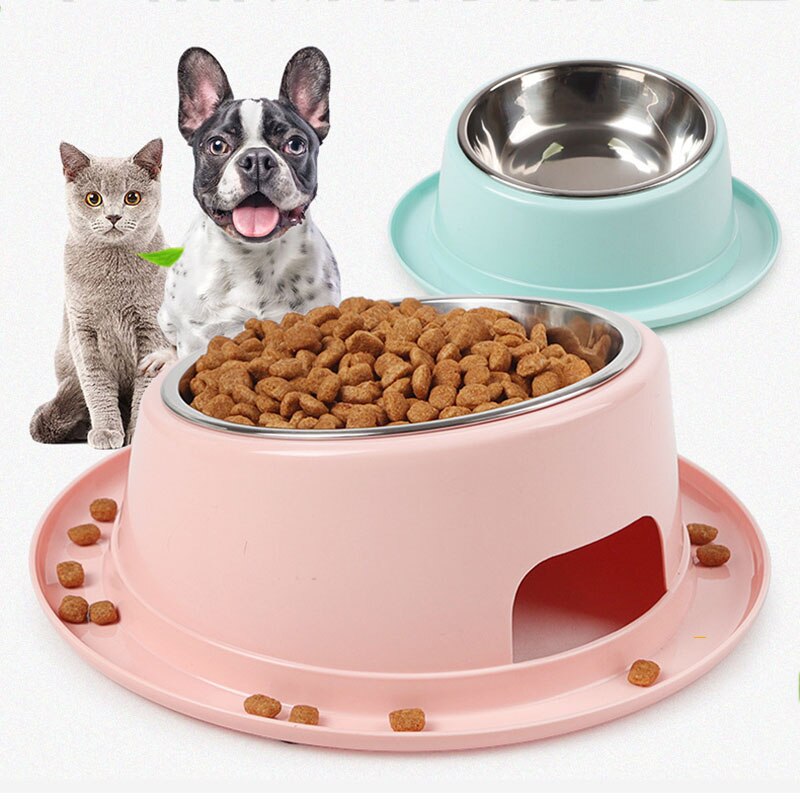 Tilted Stainless Steel Dog Bowl | Anti-Spill and Non-Skid Raised Feeder for Small Dogs & Cats