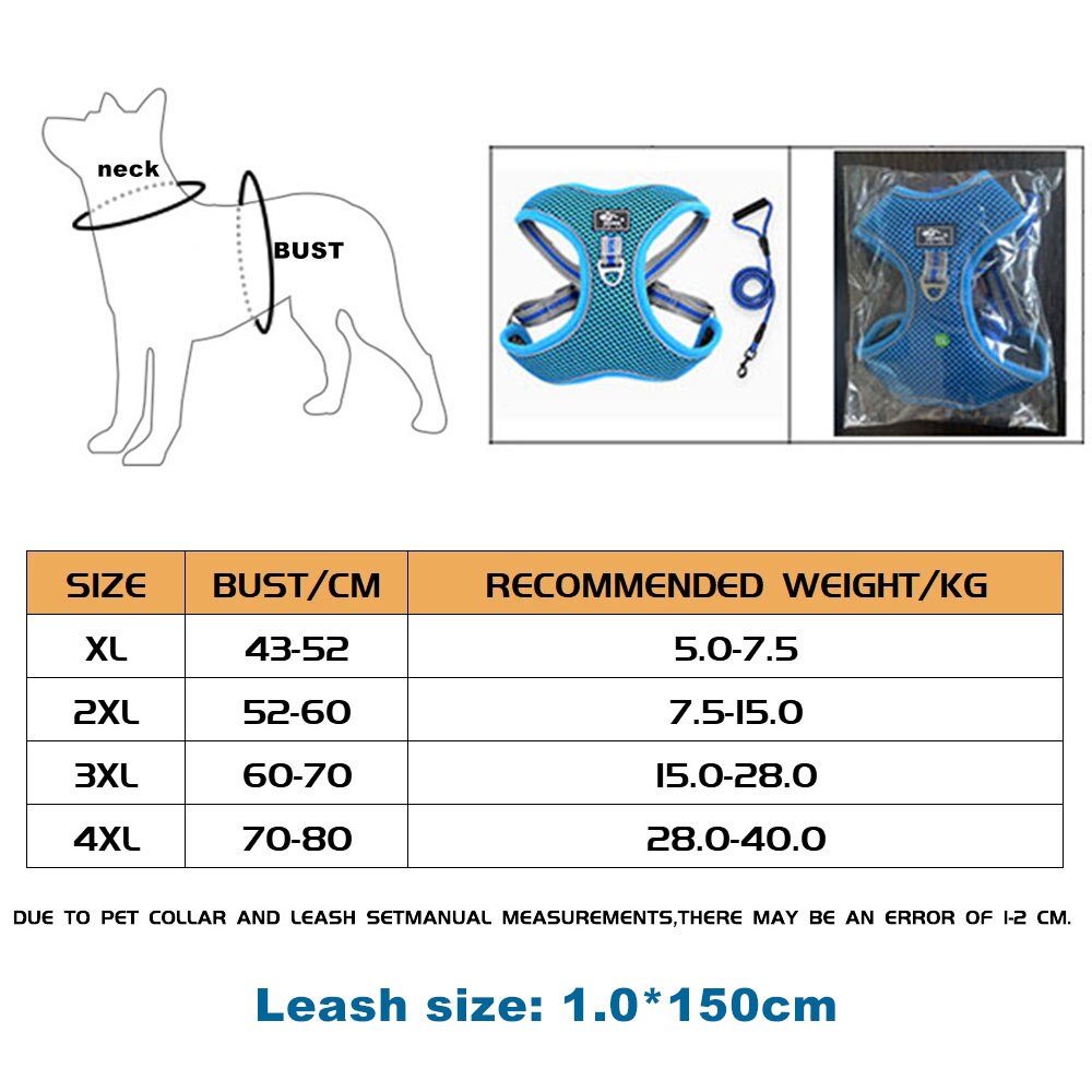 Reflective No Pull Big Dog Harness Vest | Breathable and Soft with Leash for Medium to Large Dogs