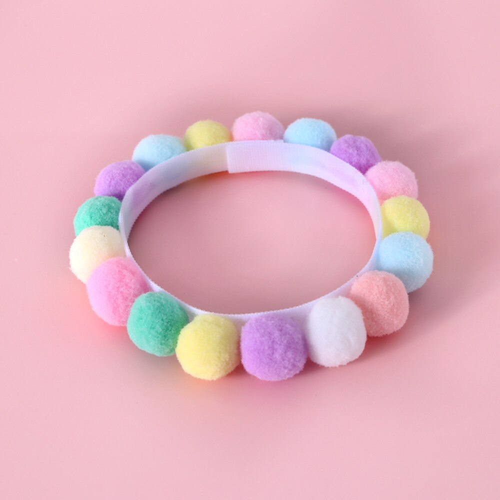 Adjustable Cute Plush Ball Pet Necklace Collar | Fun & Colourful Cat & Puppy Accessory for Parties