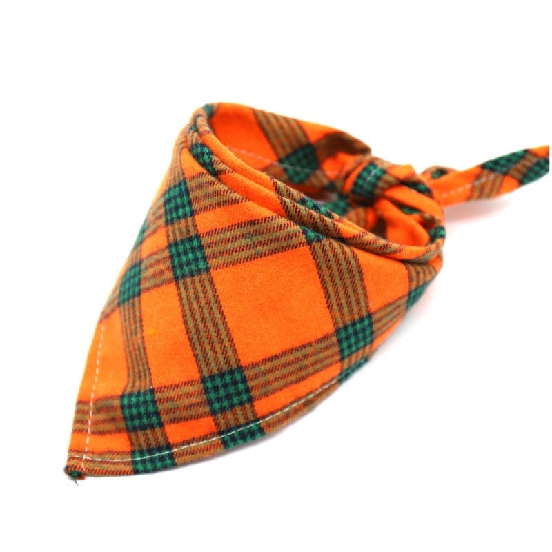 Plaid Pet Bandana Cotton Handkerchief | Soft and Comfortable Triangular Bandanas for Dogs and Cats