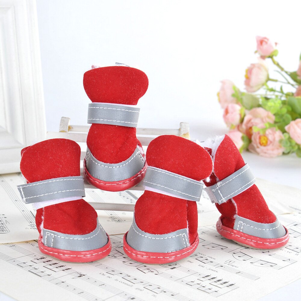 Reflective Anti-Slip Dog Boots | Warm Snow Shoes for Small & Medium Dogs, 4-Pack