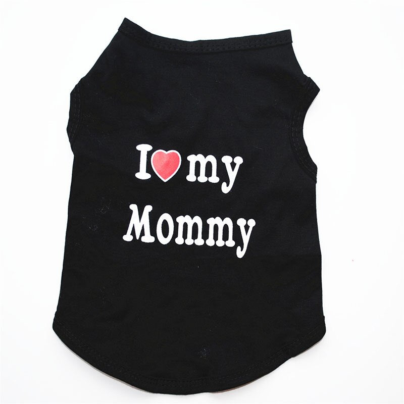 Soft Cotton Dog T-shirt | Classic "I Love My Daddy/Mommy" Print for Small Dogs & Cats | Comfortable Puppy Vest