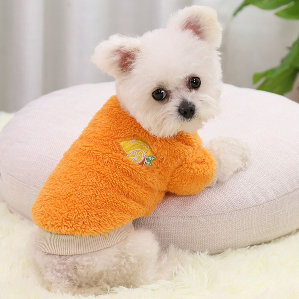 Soft Fleece Dog Coat Jacket | Winter Warm Pet Clothes for Small to Medium Dogs & Cats | Available in Fun Fruit Designs