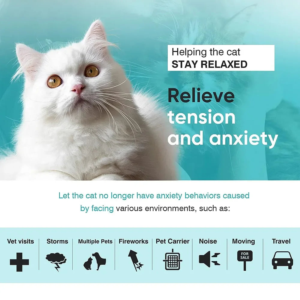 Pet Calming Collar for Cats | Effective Stress Relief and Anxiety Reduction with Pheromones | 60-Day Lasting Breakaway Collar for Cats and Small Dogs
