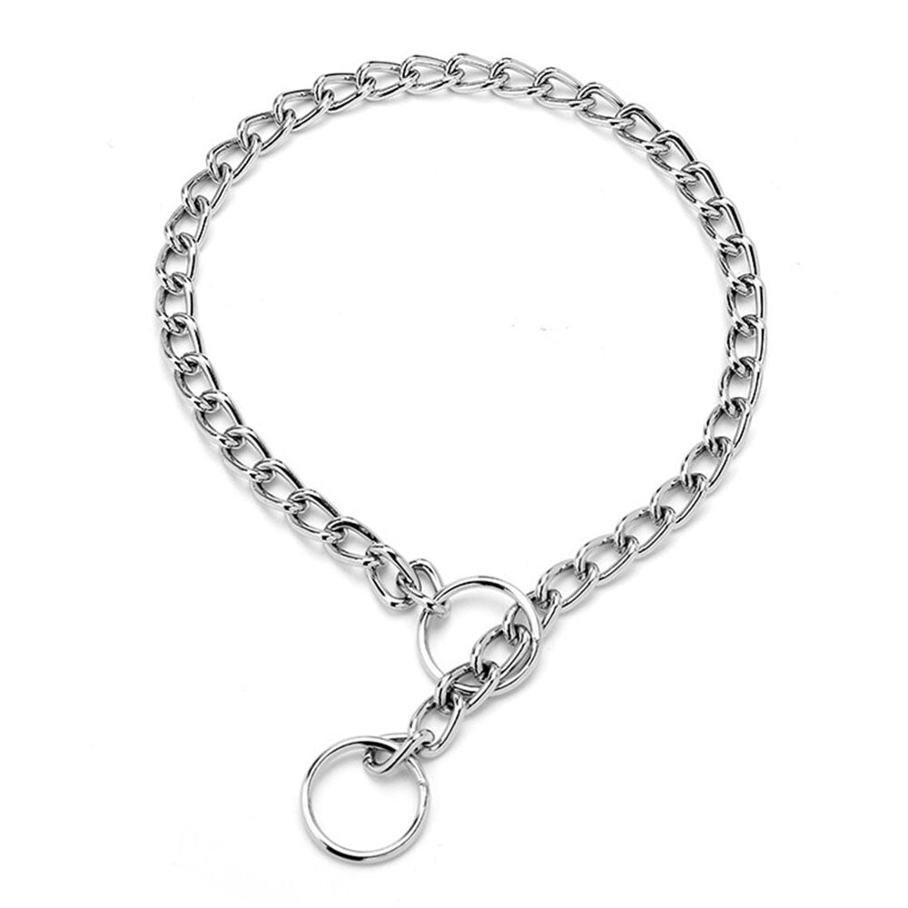 Heavy-Duty Metal Chain Dog Collar | Durable Gold & Silver Cuban Link Slip Choke Collar for All Dog Sizes