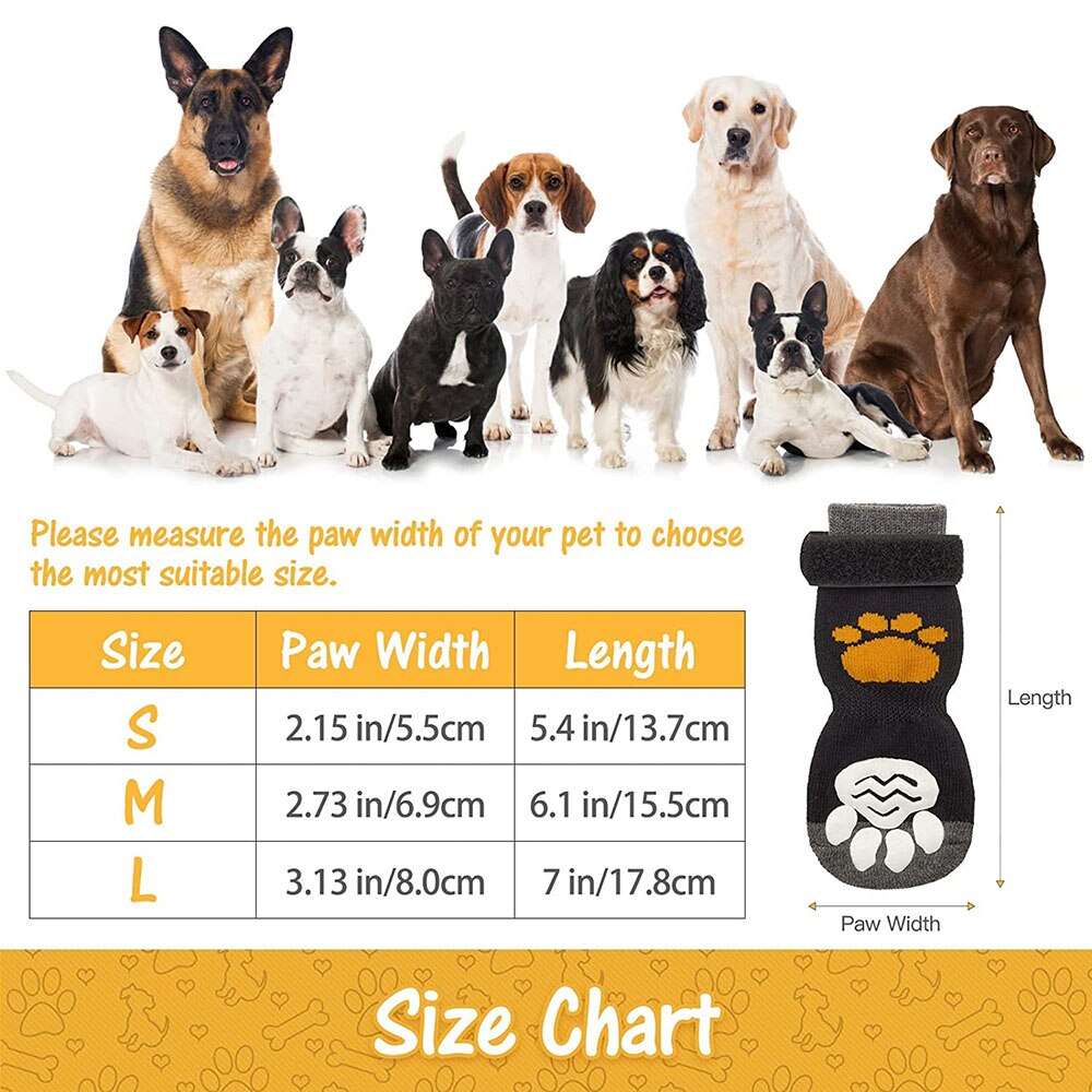 Adjustable Anti-Slip Dog Socks | Non-Slip Paw Protection with Paw Pattern for Indoor Traction Control