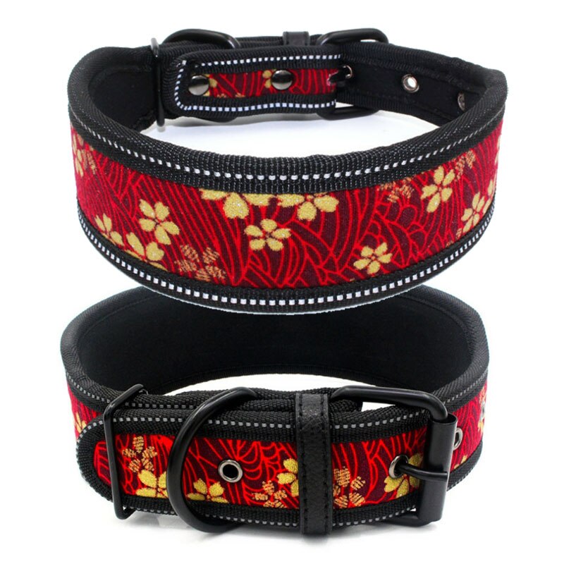 Reflective Soft Padded Adjustable Dog Collar | Wide Buckle Pet Collar for Medium to Large Dogs
