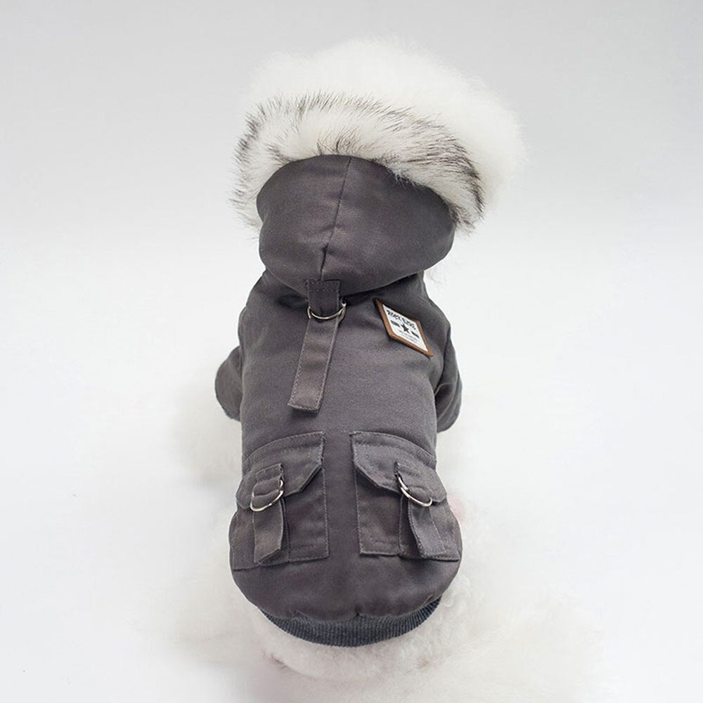 Warm Military Style Dog Jacket | Winter Windproof Coat for Small Dogs & Cats