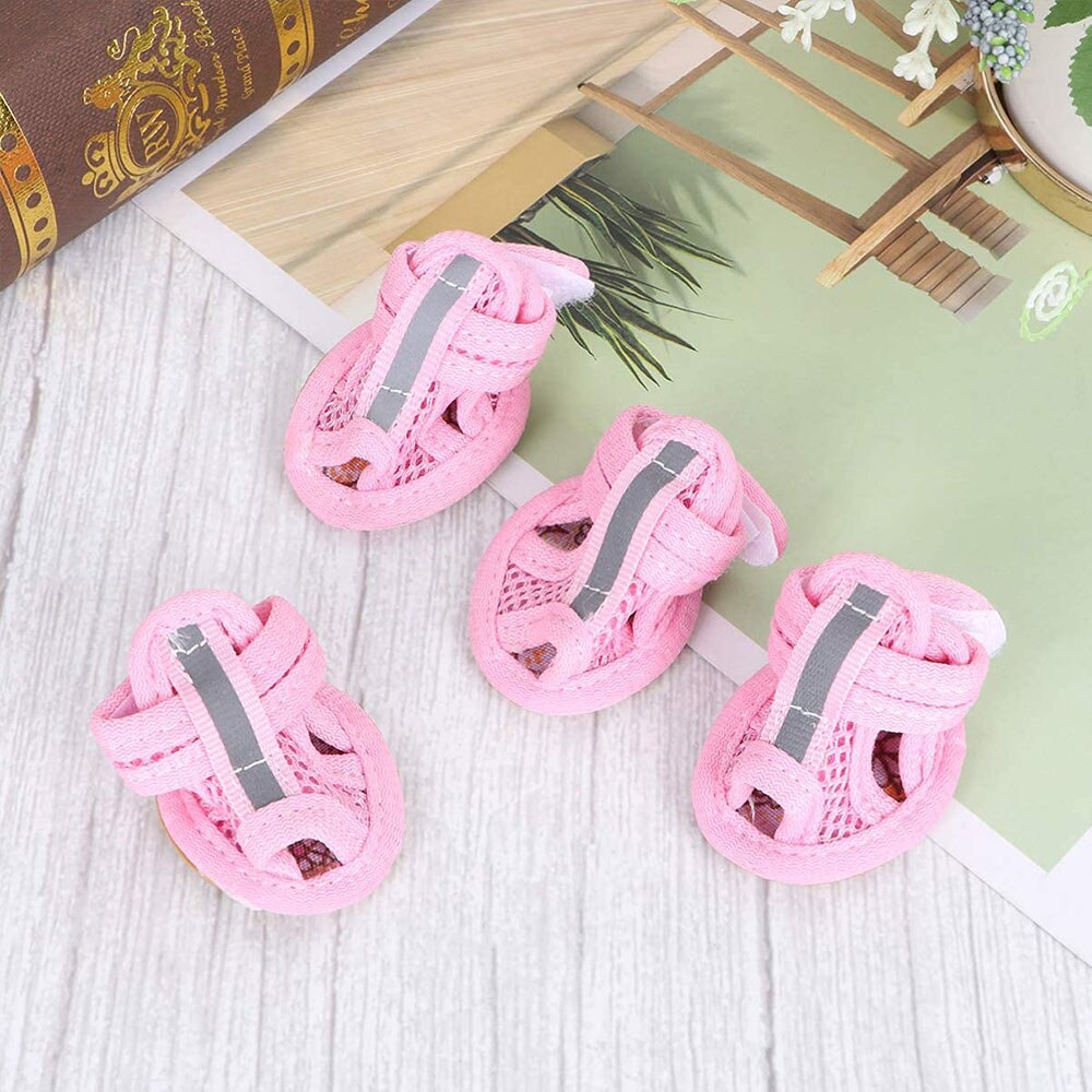 Breathable Summer Dog Shoes | Small Size Sandals with Reflective Anti-Slip Soles for Safety
