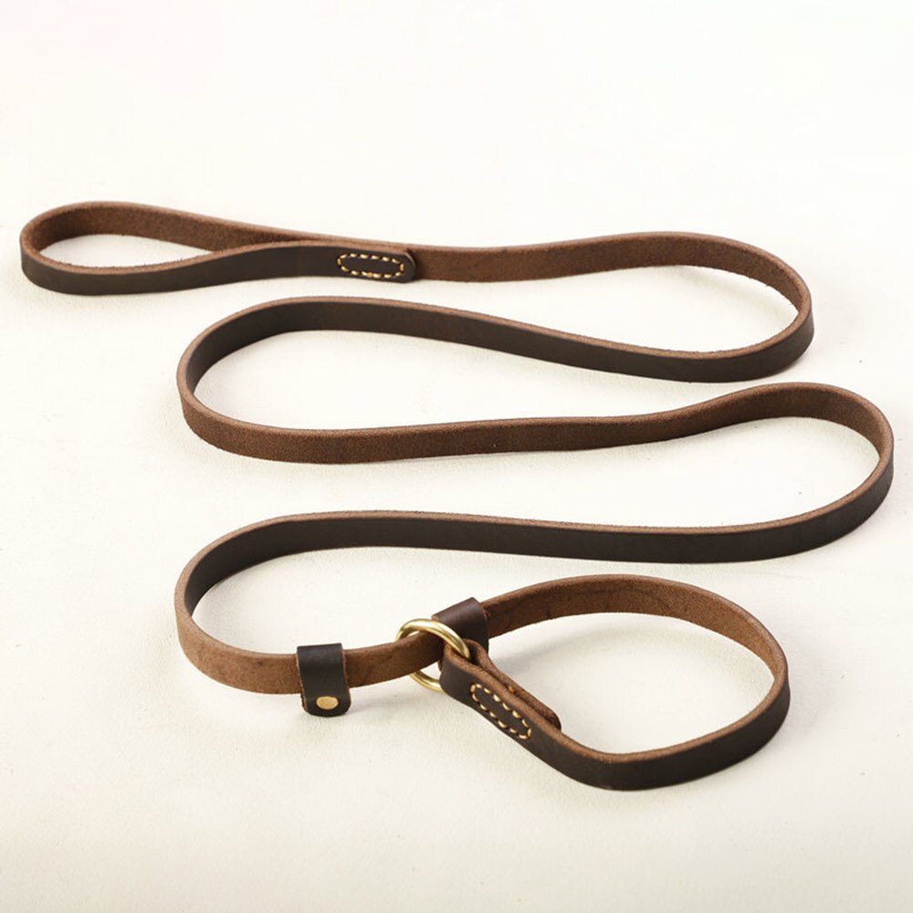 Pet Dog Flat Slip Lead British Style Leather Dog Leash | Durable, Adjustable Slip Loop Lead for Walking & Showing